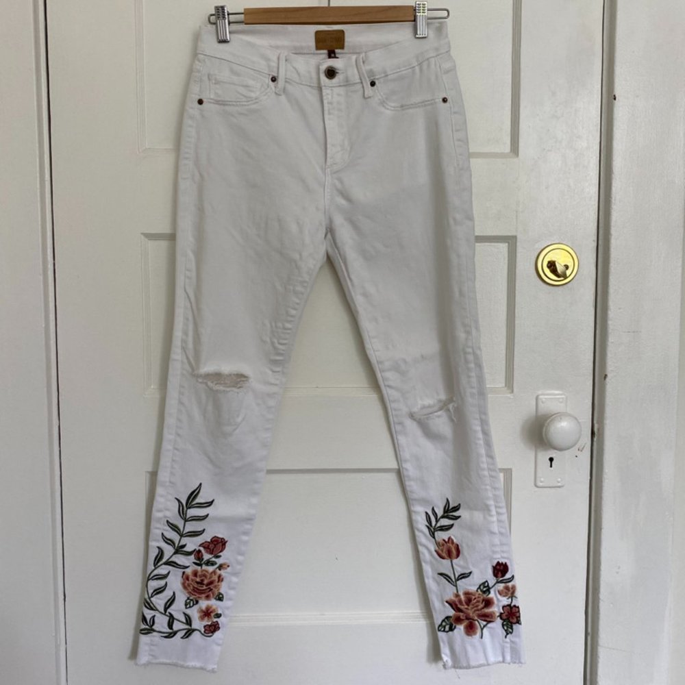 Bohemian White Floral Jeans by Driftwood Denim